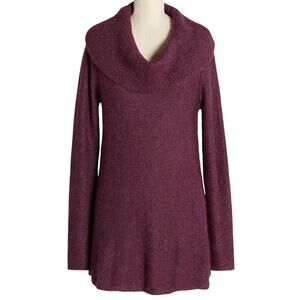 MODCLOTH Playing It Cowl Neck Tunic Sweater Metallic Sugar Plum Purple Sz XS NWT